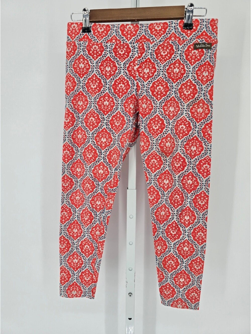 Matilda Jane Womens Sz S Capri Length Leggings Coral Blue Floral Print